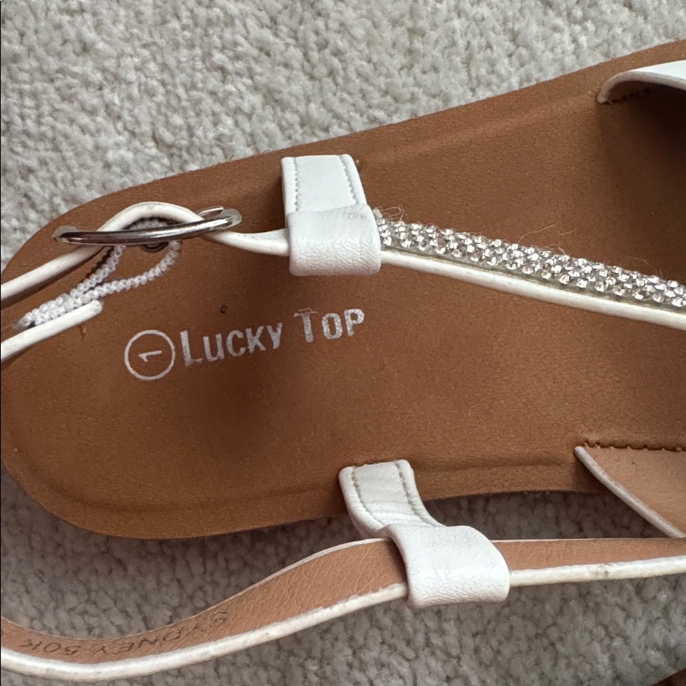 Lucky Top White Rhinestone Sandals - Picture 4 of 4